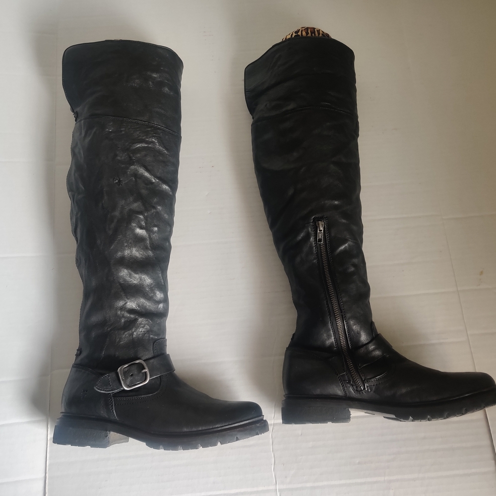 Frye Black Over the Knee Leather Boots